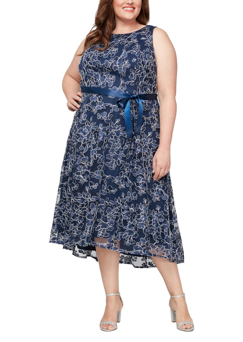 Alex Evenings Women's Plus Size Embroidered Sleeveless Dress