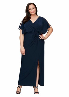 Alex Evenings womens Plus Size Long Cowl Neck A-line Special Occasion Dress