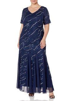 Alex Evenings Women's Plus Size Long Sequin Dress  14W