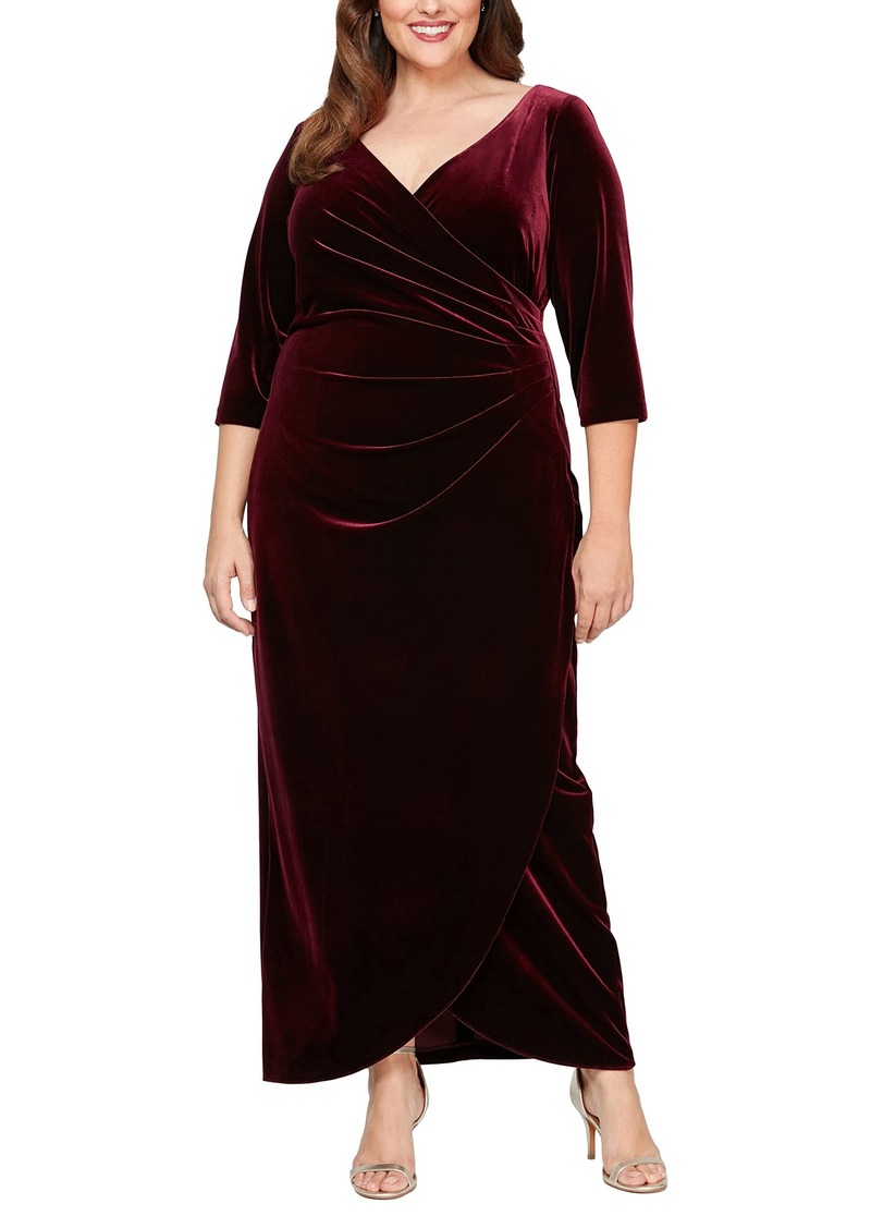 Alex Evenings Women's Plus Size Long Velvet Dress  14W