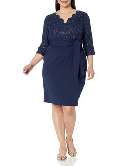 Alex Evenings womens Plus-size Midi Length V-neck Shift With Sleeves Special Occasion Dress