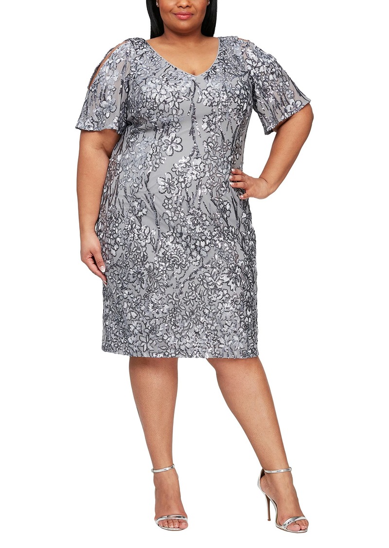 Alex Evenings Women's Plus Size Short Sequin Dress  16W