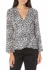 Alex Evenings Women's Printed Chiffon Blouse with Embellished Side Closure  XL
