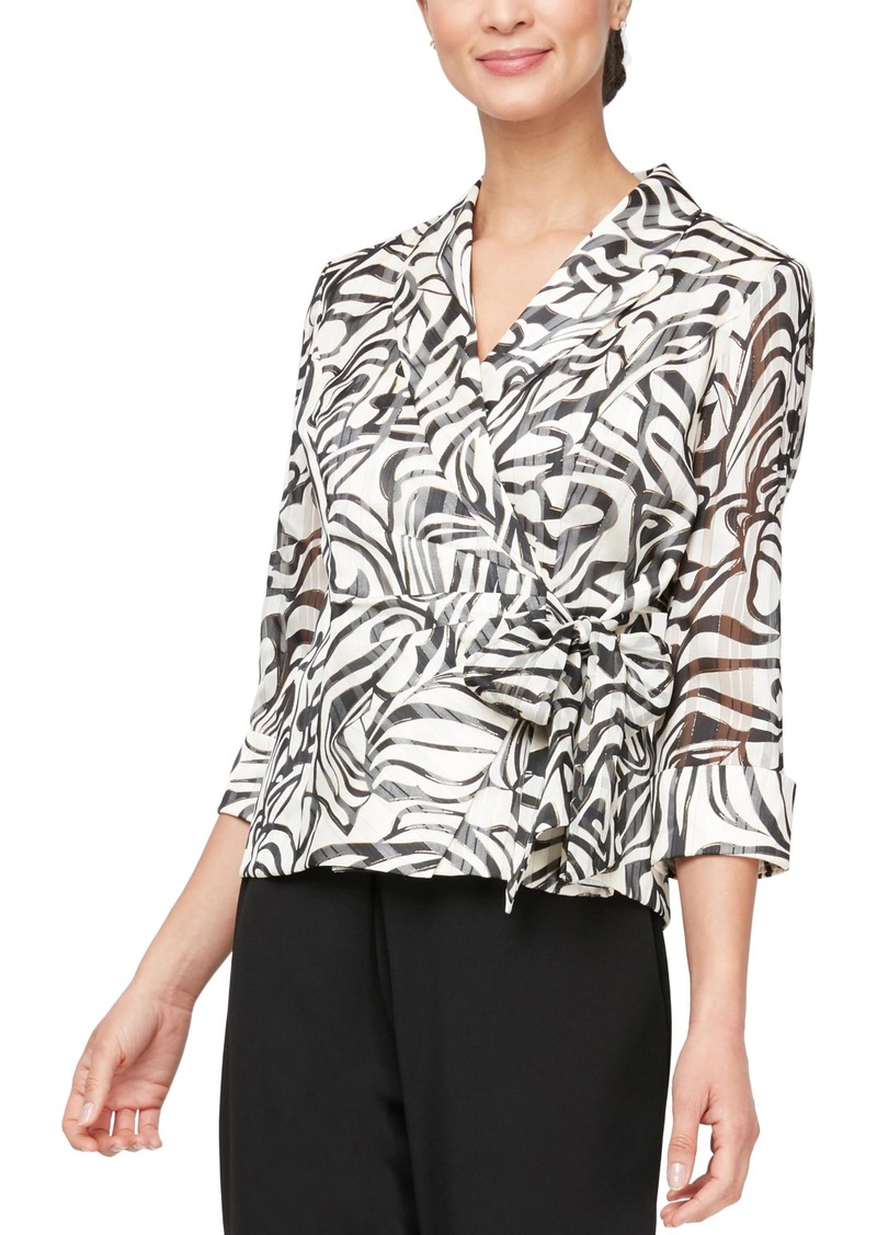 Alex Evenings Women's Printed Side Close Blouse