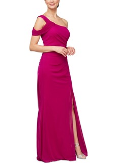 Alex Evenings Women's Ruched One-Shoulder Gown - Magenta