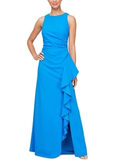 Alex Evenings Women's Ruched Ruffled Gown - Neon Royal