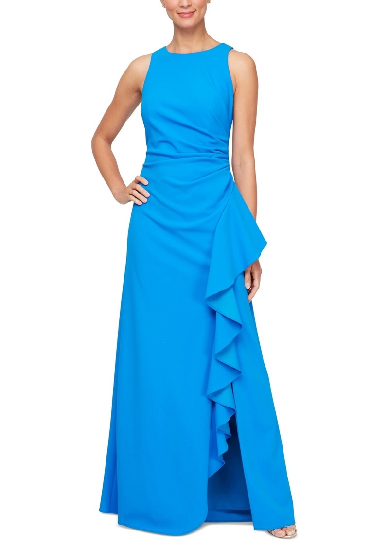 Alex Evenings Women's Ruched Ruffled Gown - Neon Royal