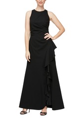 Alex Evenings Women's Ruched Ruffled Gown - Black