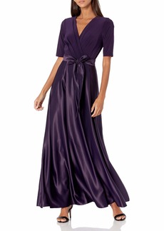 Alex Evenings Women's Satin Ballgown Dress with Pockets (Petite and Regular Sizes)  8P