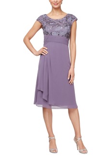 Alex Evenings Women's Sequined-Lace A-Line Dress - Icy Orchid