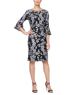 Alex Evenings Women's Short Shift Dress with Bell Sleeves Formal Events Weddings (Petite and Regular Sizes)