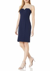 Alex Evenings Women's Short Shift Dress with Embroidered Bodice and Illusion Back