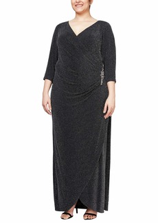 Alex Evenings Women's Size Long 3/4 Sleeve Velvet Dress  14W