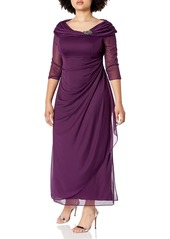 Alex Evenings Women's Slimming Ruched Collar Dress