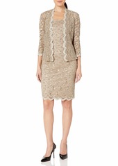 Alex Evenings Women's Shift Dress with Lace Jacket (Petite and Regular)  16P