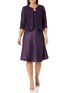 Alex Evenings Women's Tea Length Mock Dress with Sequin Jacket (Petite and Regular Sizes)  4P