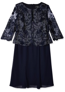Alex Evenings Women's Tea Length Mock Jacket Dress with Button Front