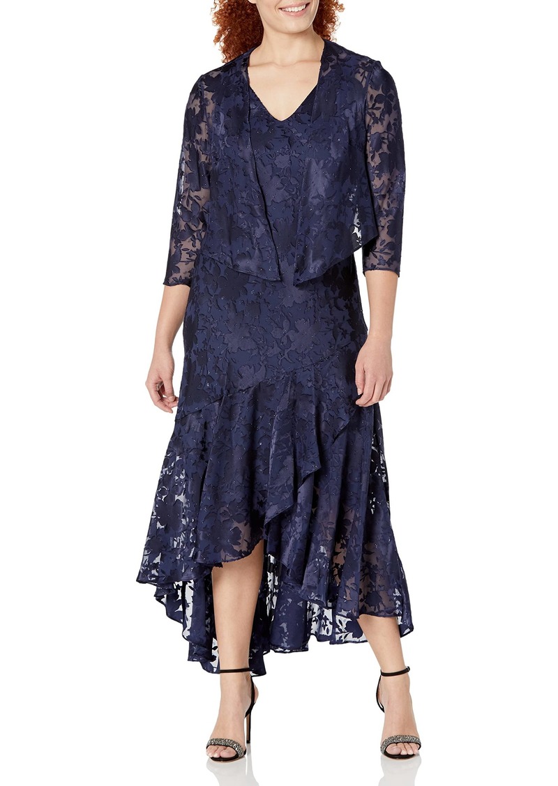 Alex Evenings Women's Sleeveless Printed Chiffon Mid-Length Dress With Jacket