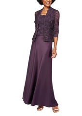 Alex Evenings womens Two Piece With Lace Jacket (Petite and Regular Sizes) Special Occasion Dress   US
