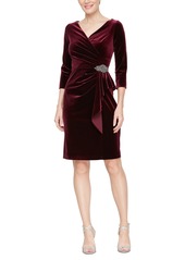 Alex Evenings Women's Velvet 3/4-Sleeve Sheath Dress - Imperial