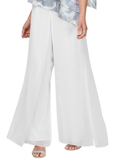 Alex Evenings Women's Wide Leg Chiffon Dress Pant for Mother of The Bride Elegant Party Outfit (Petite and Regular Sizes) Off White