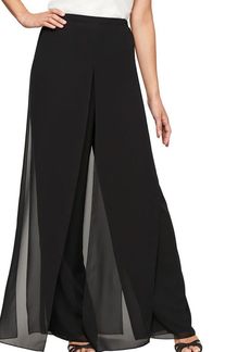 Alex Evenings Women's Wide Leg Dress Pant for Mother of The Bride Elegant Party Outfit (Petite and Regular Sizes)