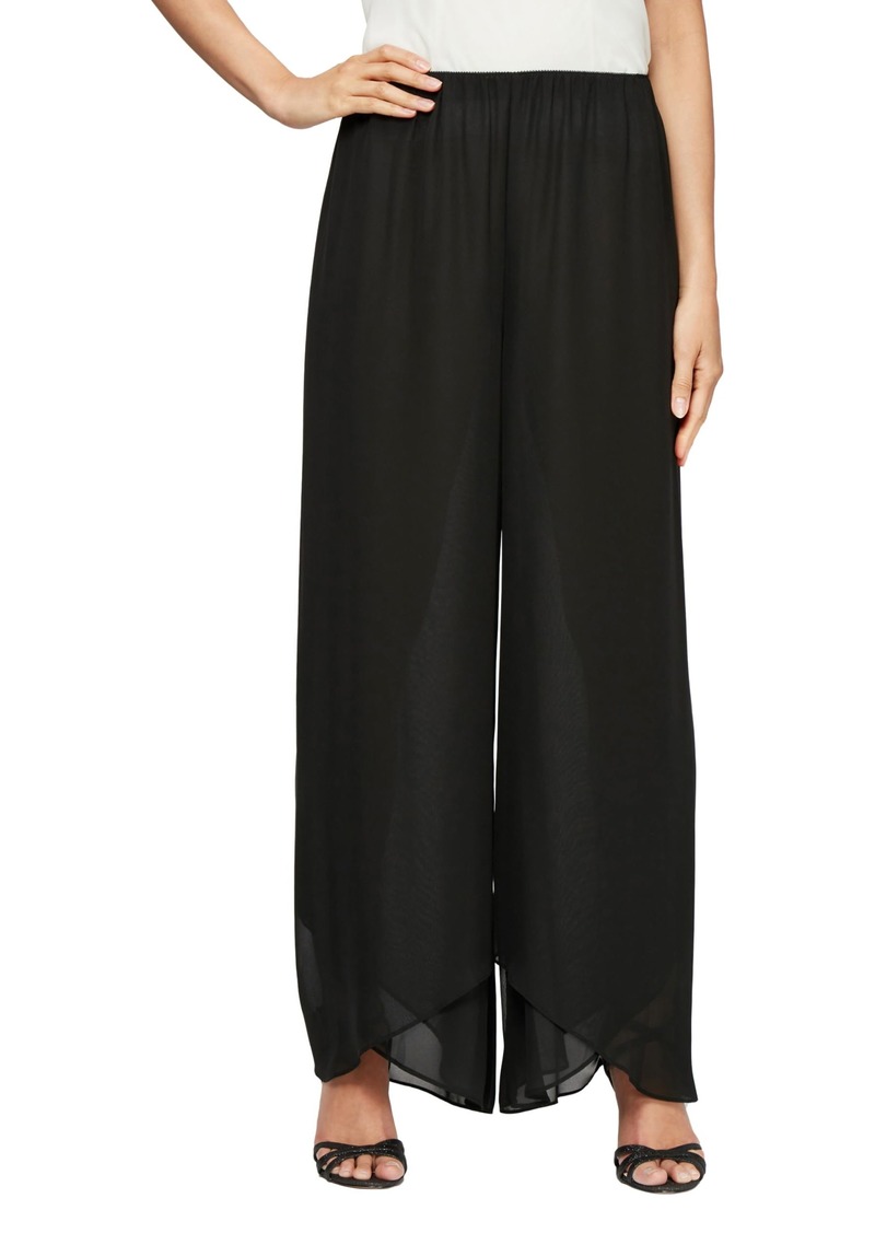 Alex Evenings womens Wide Leg Chiffon (Petite Regular Plus Sizes) Dress Pants Black Tulip  US