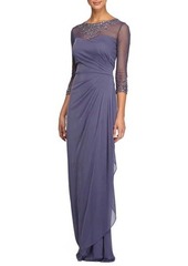 Alex Evenings Embellished Chiffon Gown in Violet at Nordstrom