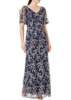 Alex Evenings Long Embroidered Fit-and-Flare Dress