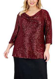 Alex Evenings Womens Mesh Sequined Blouse