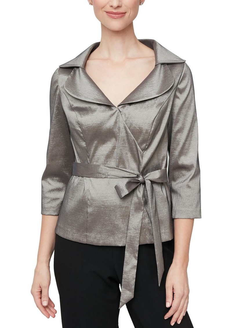 Alex Evenings Womens Metallic 3/4 Sleeve Blouse