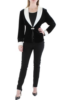 Alex Evenings Womens Velvet Contrast Trim Tuxedo Jacket