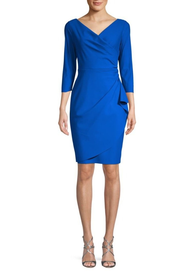 alex evenings faux wrap brooch dress