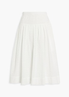 Alex Mill - June pleated broderie anglaise cotton midi skirt - White - XL