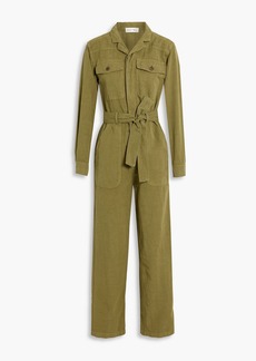 Alex Mill - Mel belted cotton and linen-blend twill jumpsuit - Green - XL