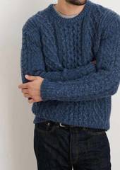 Alex Mill Fisherman Cable Crewneck In Donegal Wool In Heather Navy