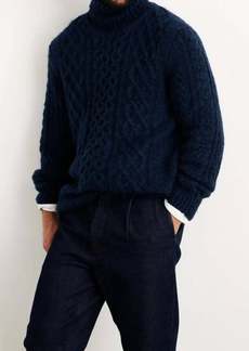 Alex Mill Fisherman Cable Turtleneck In Navy