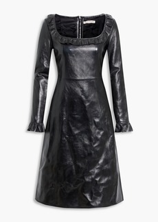 Alexa Chung AlexaChung - Milla ruffle-trimmed glossed-leather dress - Black - UK 6