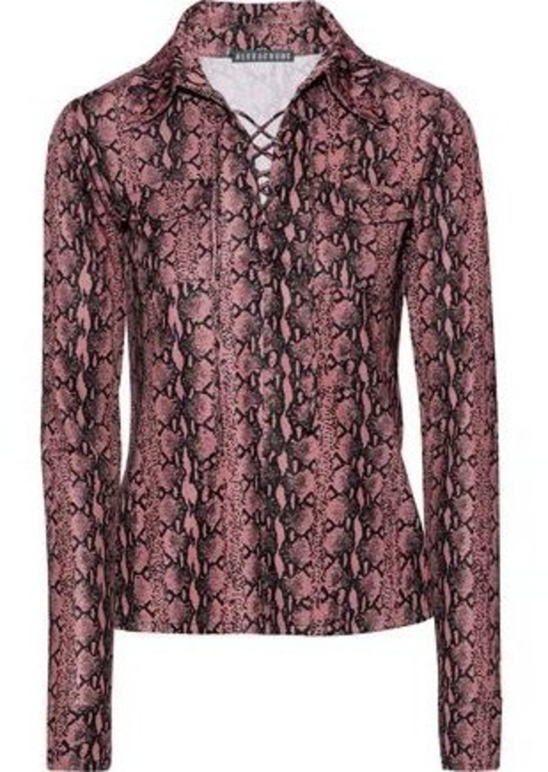 Alexachung Woman Lace-up Snake-print Jersey Top Antique Rose