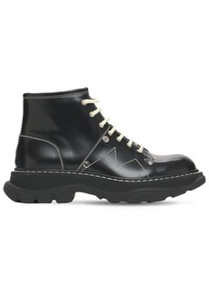 Alexander McQueen 40mm Tread Brushed Leather Combat Boots