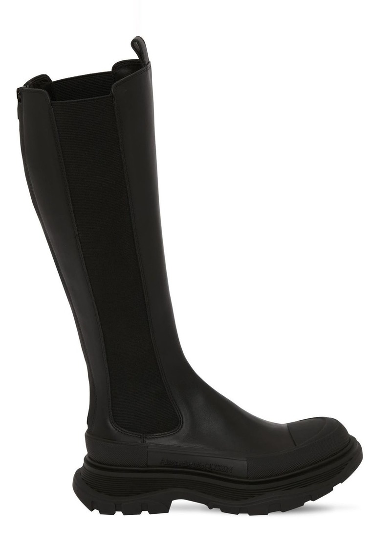 Alexander McQueen 45mm Tread Slick Leather Tall Boots