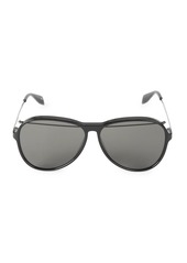 Alexander McQueen 61MM Unisex Brow Bar Aviator Sunglasses