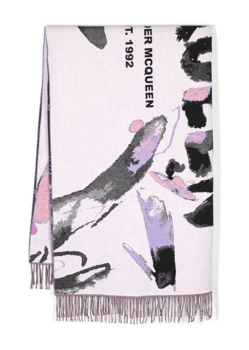 Alexander McQueen abstract pattern logo-print scarf