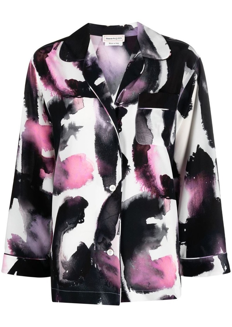 Alexander McQueen abstract-print silk shirt