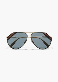 Alexander McQueen - Aviator-style embellished gold-tone sunglasses - Metallic - OneSize
