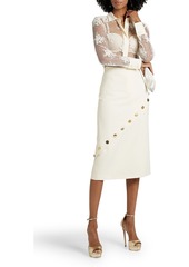 Alexander McQueen - Button-detailed wool-twill midi skirt - White - IT 38