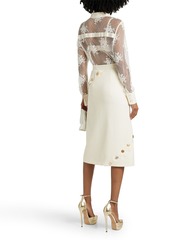 Alexander McQueen - Button-detailed wool-twill midi skirt - White - IT 38