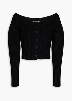 Alexander McQueen - Cropped cable-knit wool and cashmere-blend cardigan - Black - L