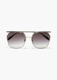 Alexander McQueen - Cut square-frame gold-tone sunglasses - Metallic - OneSize