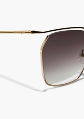Alexander McQueen - Cut square-frame gold-tone sunglasses - Metallic - OneSize
